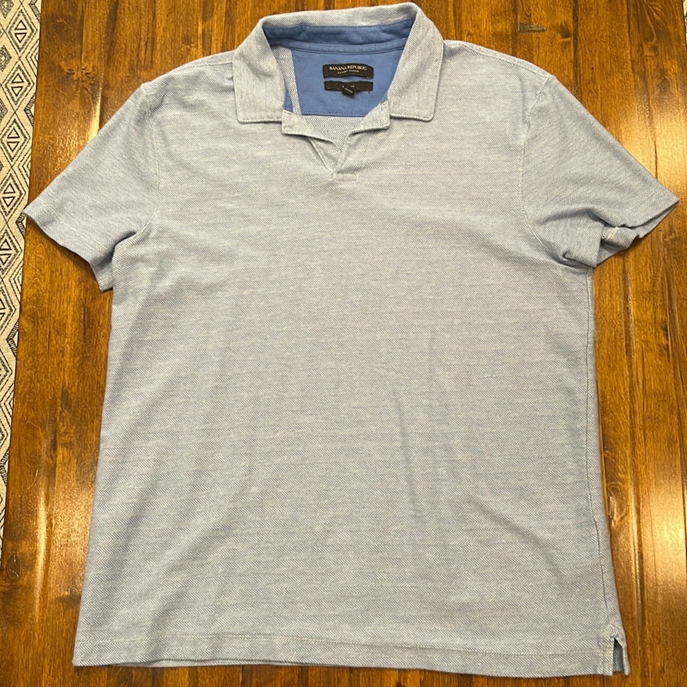 Banana Republic Polo Men Size Medium Luxury Touch Slim Fit Blue